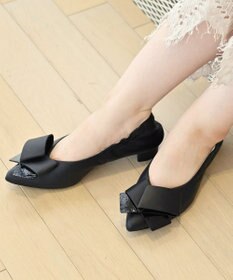 nouvelleRobe Oū 【本革・高反発】Big Ribon ポインテッドトゥ ヒールパンプス