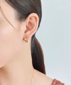 Phoebe グレースカラービジューフープピアス　グリーン