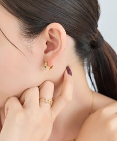 Phoebe グレースカラービジューフープピアス　グリーン