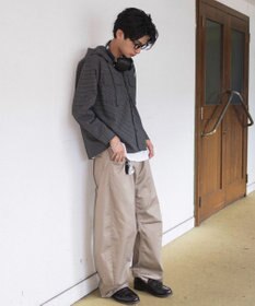 WEGO 【ユニセックス着用ITEM/MLサイズ展開】ミニチェックフードシャツ