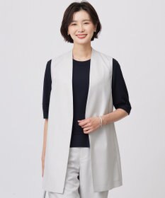 J.PRESS LADIES 【セットアップ対応・洗える・UV加工・吸水速乾】OXIJEWELストレッチ ジレ ライトグレー系