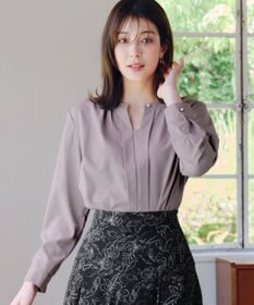 Tiaclasse L 【新色追加・洗える】バンドカラー2WAYタックブラウス