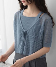 WEGO 【２点セット】半袖メッシュアンサンブルカーデ