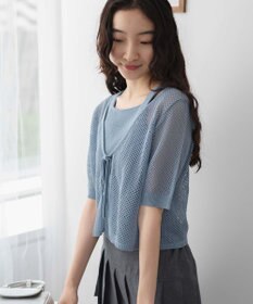 WEGO 【２点セット】半袖メッシュアンサンブルカーデ