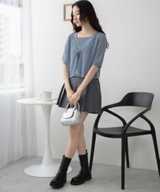 WEGO 【２点セット】半袖メッシュアンサンブルカーデ