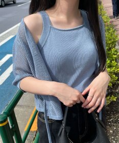 WEGO 【２点セット】半袖メッシュアンサンブルカーデ