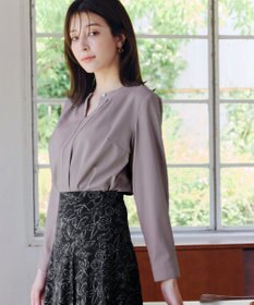 Tiaclasse L 【新色追加・洗える】バンドカラー2WAYタックブラウス