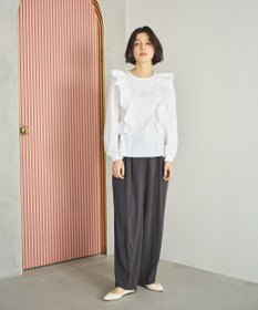 #Newans 【洗濯機可能/シワになりにくい】〈小柄さんにお勧め〉バーティカルフリルブラウス