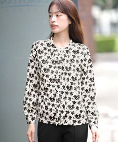 Tiaclasse L 【新色追加・洗える】バンドカラー2WAYタックブラウス