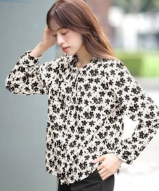 Tiaclasse L 【新色追加・洗える】バンドカラー2WAYタックブラウス