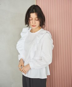 #Newans 【洗濯機可能/シワになりにくい】〈小柄さんにお勧め〉バーティカルフリルブラウス