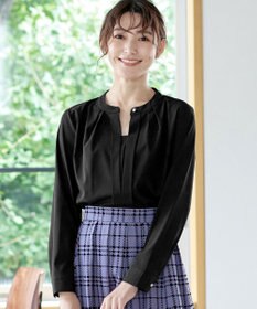 Tiaclasse L 【新色追加・洗える】バンドカラー2WAYタックブラウス