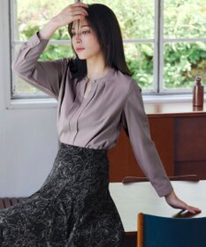 Tiaclasse L 【新色追加・洗える】バンドカラー2WAYタックブラウス