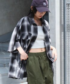 WEGO 【ユニセックス着用ITEM/SMLサイズ展開】オンブレチェックシャツ（SS）