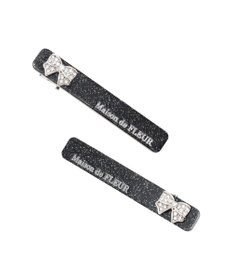 Maison de FLEUR 【2個セット】ビジューリボンアクリルクリップセット