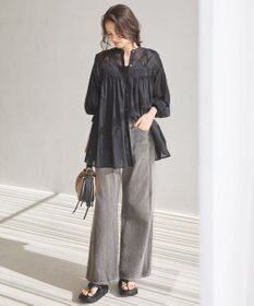 23区 L 【SLOW/一部店舗限定】コットンボイル ギャザー ブラウス