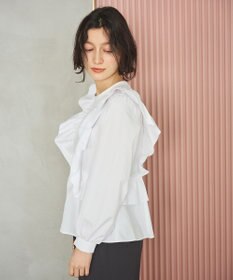 #Newans 【洗濯機可能/シワになりにくい】〈小柄さんにお勧め〉バーティカルフリルブラウス