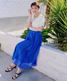 Tiaclasse L 【洗える】シアーチェック柄パフスリーブブラウス