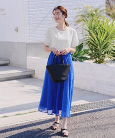 Tiaclasse L 【洗える】シアーチェック柄パフスリーブブラウス