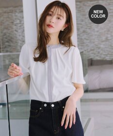 Tiaclasse L 【新色追加・洗える】フロントタック配色ブラウス