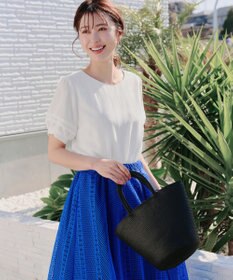 Tiaclasse L 【洗える】シアーチェック柄パフスリーブブラウス