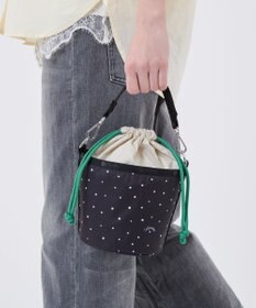 LeSportsac SM DRAWSTRING BUCKET/ブリスドットアイボリー/グリーンコード