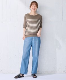 ANY 【洗濯機可/UVカット/アンチピリング】ハーフスリーブガーターニット