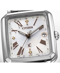 CITIZEN 【替えバンド付き電波時計】電池交換不要のスクウェア2wayモデル シルバーカラー×グレージュバンド ES9500-51A