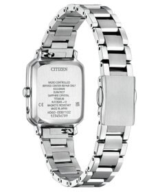 CITIZEN 【替えバンド付き電波時計】電池交換不要のスクウェア2wayモデル シルバーカラー×グレージュバンド ES9500-51A