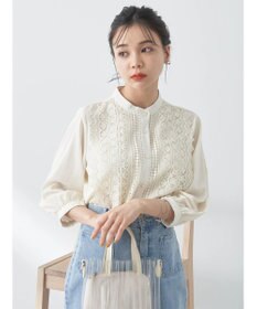 earth music&ecology フロントレースシフォンブラウス