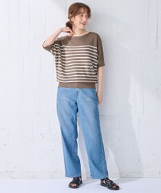 ANY 【洗濯機可/UVカット/アンチピリング】ハーフスリーブガーターニット