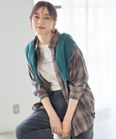 ANY L オンブレーチェックオーバーシャツ