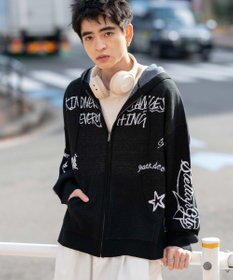 WEGO ジャガードグラフィックニットZIPパーカー