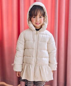 ANY KIDS 【フード取り外し/洗濯機可能】中綿フリル リボンコート