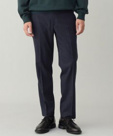 UNFILO MENS 【OCEANS 雑誌・web・YouTube 掲載】FLANNEL TOUCH 機能美パンツ スリム ネイビーストライプ