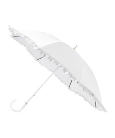 MOONBAT ランバン オン ブルー 晴雨兼用日傘 長傘 ビジュー付きオーガンジーフリル 遮光 遮熱 UV