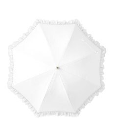 MOONBAT ランバン オン ブルー 晴雨兼用日傘 長傘 ビジュー付きオーガンジーフリル 遮光 遮熱 UV