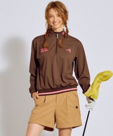 PW CIRCULUS 【吸水速乾 / UV遮蔽率99.5% UVカット / ストレッチ】【WOMEN】ハーフジップロングスリーブモックネックT ゴルフウェア レディース