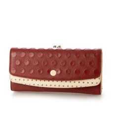 UNBILLION perche 牛革×ハラコ風ドットダブルかぶせ長財布