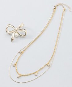 組曲 フラワービジューチェーンネックレス