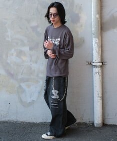 WEGO ダブルニーダメージデニムパンツ