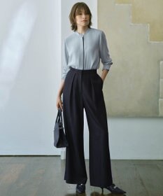 ICB L 【新色追加・WEB限定カラーあり・接触冷感・UVケア・速乾・洗える】BackSatinAmunzen バンドカラーブラウス