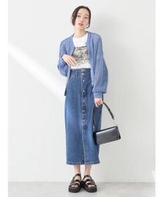 earth music&ecology ボタンナローデニムスカート