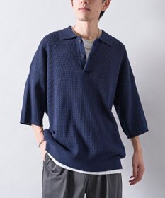 CRAFT STANDARD BOUTIQUE 透かし編み半袖ニットポロシャツ