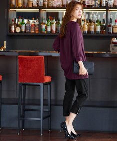 Tiaclasse 【洗える】スリットパールテーパードパンツ