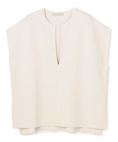 UNFILO 【WEB限定カラー】スゴ機能美ニット キーネック ジレ グレージュ