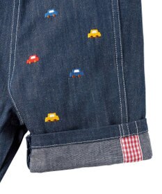 MIKI HOUSE HOT BISCUITS 【70-90cm】 くるま刺繍 オーバーオール＆ポロシャツギフトセット【BOX付き】