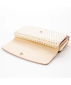 UNBILLION perche 牛革×ハラコ風ドットダブルかぶせ長財布