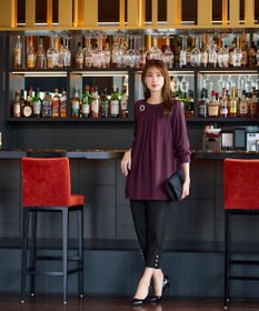 Tiaclasse 【洗える】スリットパールテーパードパンツ