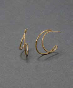 Phoebe 〈金属アレルギー対応〉クレセントレイヤーフープピアス　ゴールド　ステンレス